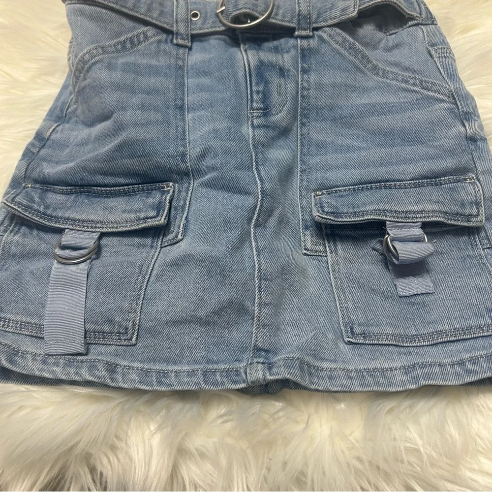 Size 10 Girls Justice Denim Skort with Belt E2